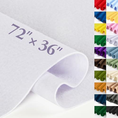White Felt Fabric Sheet 72" X 36", 1.4mm Thick Large Soft Durable Flexible Craft Felt by The Yard, Nonwoven Fabric for DIY Sewing, Arts and Crafts, Decoration Projects - color: White, size: 2 yard pre cut