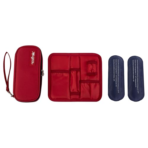 apollo walker Insulin Cooler Travel Case with Ice Packs and Insulation - color: Red, size: Small