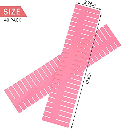 40Pcs Drawer Dividers, Adjustable Drawer Organizer for Socks, Underwear, Makeup, Can Help Tidy Kitchen, Bedroom, Dresser Pink - color: Pink, size: 40Pcs