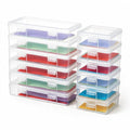 novelinks Clear Pencil Box and Small Plastic Storage Containers with Lids - color: 6 Pack Small + 6 Pack Medium -Clear