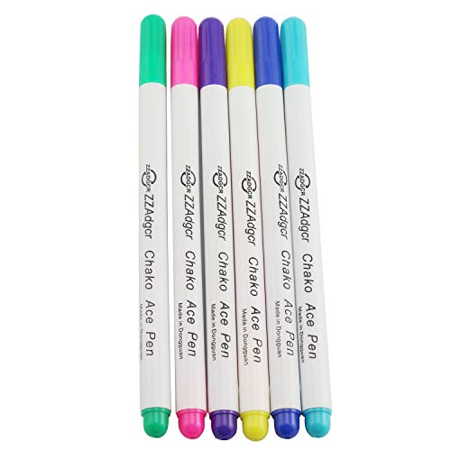 bouti1583 Disappearing Ink Fabric Marker Pen for Sewing Art Washable Art and Lettering 12PCS 6 Color Vanishing Air Erasable Pen