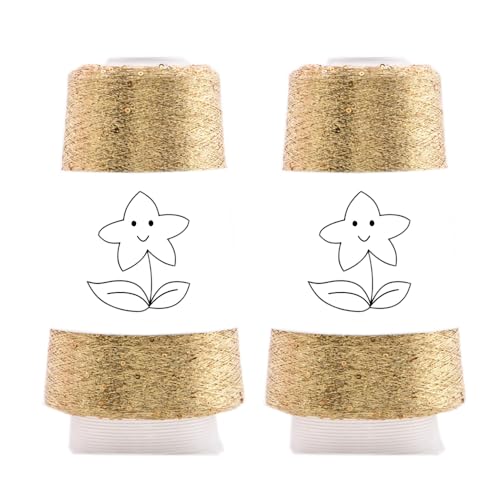 2 Balls Sequin Sparkle Lurex Yarn, Shining Glitter Metallic Knitting-in Accessory Yarn Thread for Knitting and Crochet Sweater Shawl 5000 Yards (1, Gold Glitter) - color: Gold Glitter