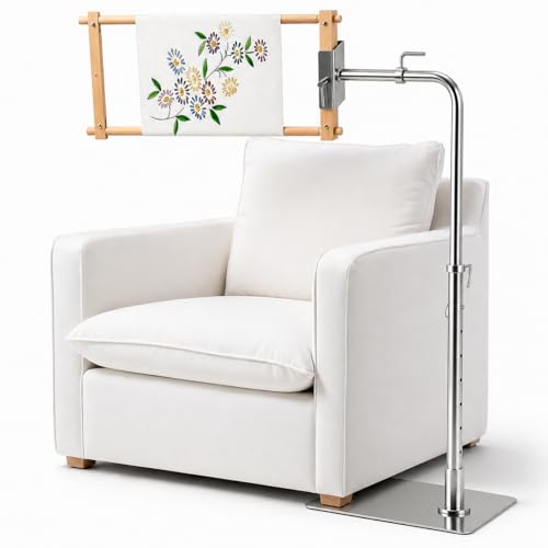 MARGAR Workstand with Side Clamp, for Lowery Stand, Adjustable Cross Stitch Floor Stand, Rotating Needlepoint Stand, Fits Q-Snap Frames, and Scroll Rods up to 20" Wide, Heavy Duty Metal Construction