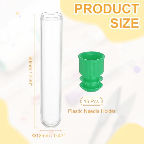 PATIKIL 2.4" Length Plastic Sewing Needle Storage Holder, 16 Pcs Portable Embroidery Needle Clear Pin Toothpick Storage Tubes Case for Craft Knitting, Green - color: Green, size: 2.4"