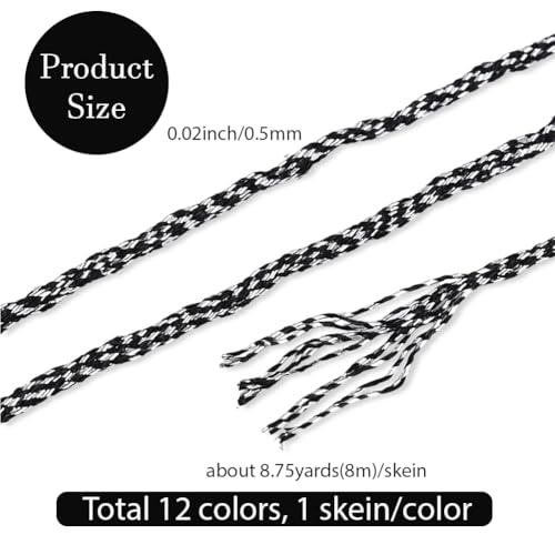 12 Skeins Metallic Hand Embroidery Floss Glitter Friendship Bracelet String Colorful Sparkly Polyester Cross Stitch Thread Bulk Set for Sewing Crafts Jewelry Bracelets Making DIY - color: Mixed Color