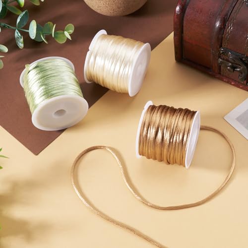 Elecrelive 30 Yards Rattail Cord Silk Rope 2mm Satin Nylon String - color: 3 Colors