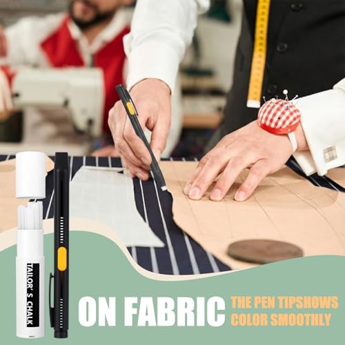 4 Pcs Heat Erasable Fabric Markers with 60 Refills for Sewing, Washable, Quilting, Embroidery Refillable Chalk DIY Dressmaking Markers Bulk for Fabric, Cotton, Knitted Fabrics DIY Sewing Tool