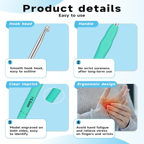 Mayboos 12 Sizes Crochet Hook Set 2.0mm~8.0mm, 53 Pack Crochet Hooks - size: 12 Sizes