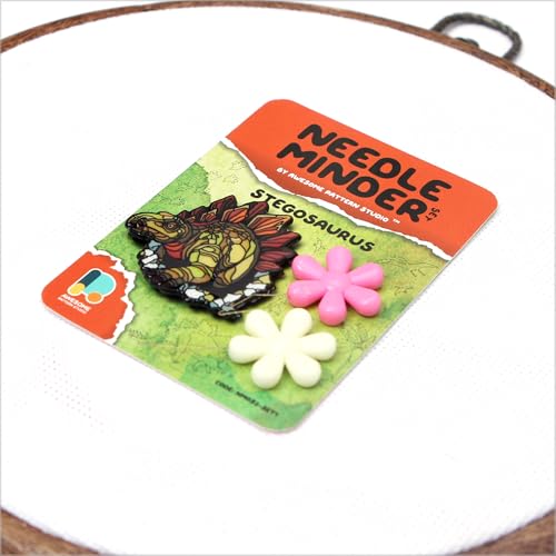 Awesome Pattern Studio Needle Minder Set - Stegosaurus Magnetic Needle Minder. Enamel Pin for Cross Stitch, Embroidery and Craft (Set #1) - color: Set #1