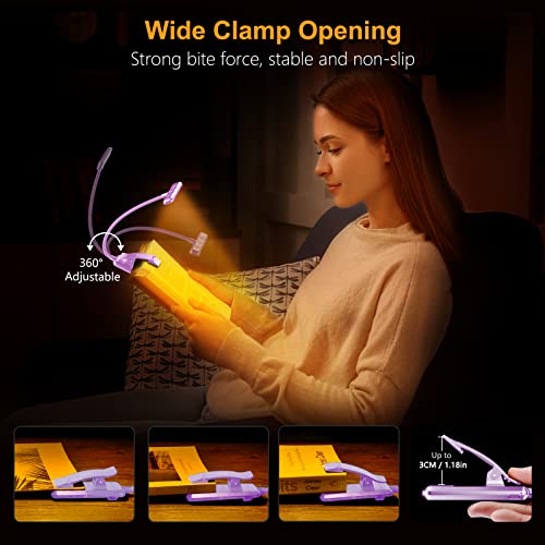 Gritin 19 LED Rechargeable Book Light for Reading in Bed - color: Purple