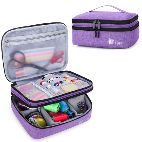 Luxja Double-Layer Medium Sewing Organizer, Purple - color: Purple, size: Medium