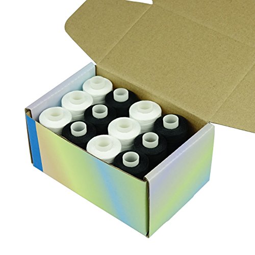 Simthread 6 White 6 Black 100% Cotton Sewing Thread 50s/3 for Quilting etc - 550 Yards Each - color: 6 White 6 Black