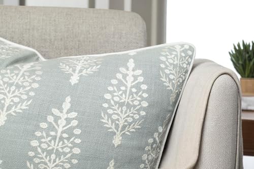 Floral Sprig Embroidered 18x18 Throw Pillow Cover, Robins Egg - color: Robins Egg-chandni, size: 18" x 18" (Pack of 1)