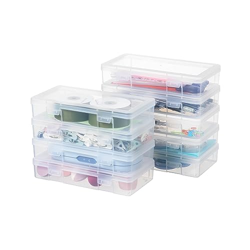 novelinks Clear Pencil Box and Small Plastic Storage Containers with Lids - color: 9 Pack Medium -Clear