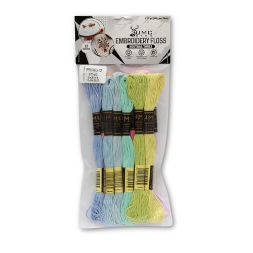 Pack of 12 Popular Colours Premium Embroidery Thread | 100% Egyptian Cotton Premium Skeins | Cross Stitch Embroidery Floss | Oeko TEX Certified| (12, Spring Macaron) - color: Spring Macaron