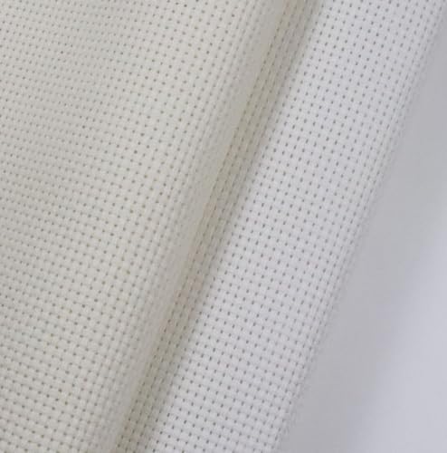KCS 2 pc of 15" x 18"(38cmx45cm) 11 Count Cross Stitch Cotton Aida Cloth Needlework Fabric Box (Antique White+Cream,11CT) - color: Antique White+cream, size: 11CT