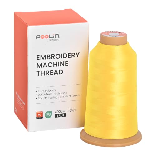 Poolin Polyester Machine Embroidery Thread 4000M 40WT Bright Yellow 0822 - color: Bright Yellow 0822