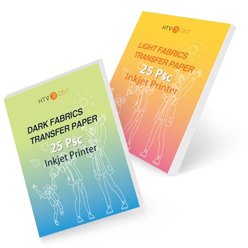 HTVRONT Heat Transfer Paper - 50 Sheets Mixed Dark & Light, 8.5" X 11" - color: Mixed, size: 50 Sheets