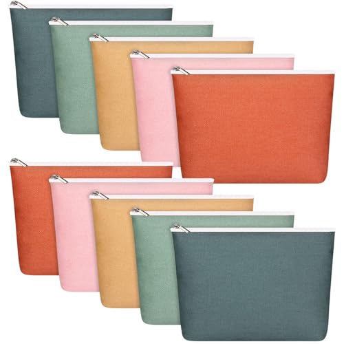 Reginary 10 Pcs Canvas Makeup Bags Bulk Blank Cosmetic Bags,Boho Color - color: Boho