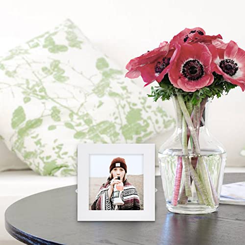 4x4 White Picture Frames Square Classic Natural Wood 6 Pack for Wall Mounting and Tabletop Display - color: White, size: 4x4