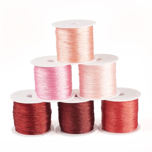 KISSITTY 328 Yards 6 Rolls Polyester Braided Metallic Thread Embroidery Threads Jewelry Beading Thread Thin Beading String for Jewelry Making Embroidery DIY Braided Bracelets Sewing Craft Bead Weaving - style: Assorted 2