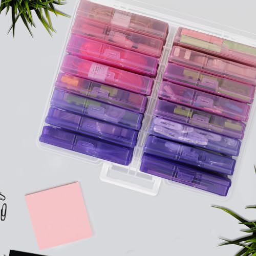 4" x 6" Plastic Photo Storage Case with 16 Inner Photo Boxes - color: Pink & Purple