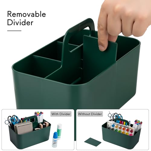 Tiawudi Multipurpose Caddy Organizer, Plastic Caddy with Handle, Stackable Desk Organizer for Stationery, Marker and Pencil, Office Supplies Organizer, Dorm Caddy - color: Green, size: Rectangle