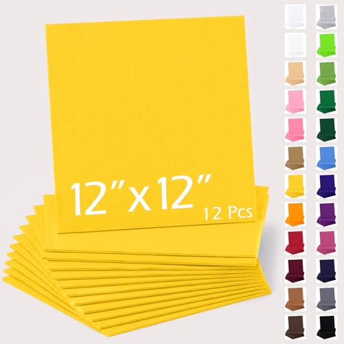 12" x 12" Felt Sheets for Crafts, 2mm Stiff Felt (12 Pcs) Golden Yellow - color: Golden Yellow