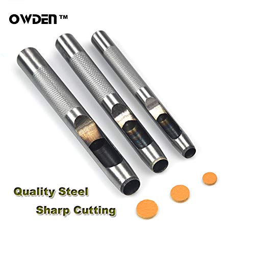OWDEN 9 Pieces Leather Hollow Punch Set (1/8"-1/2") with a Cutting mat. - size: 9 Pieces