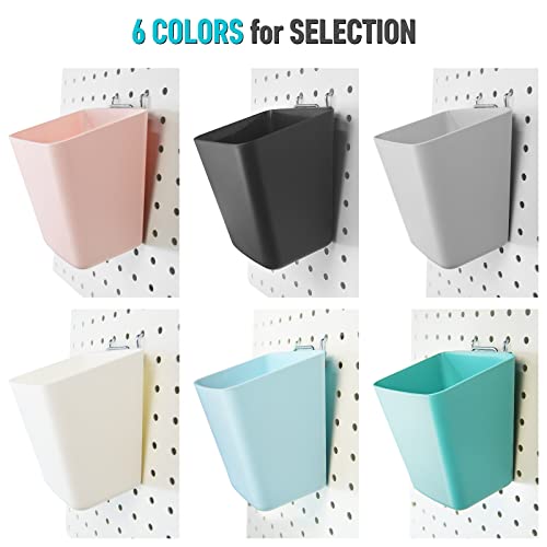 Large Pegboard Cups, 6Pack Peg Board Square Storage Bins With Hooks (Black) - color: Black