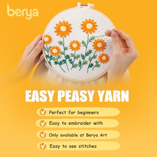 BERYA 2 Pack Canvas Tote Bag DIY Needlepoint Embroidery Kit for Beginners - color: Chrysanthemum morifolium& Fly song