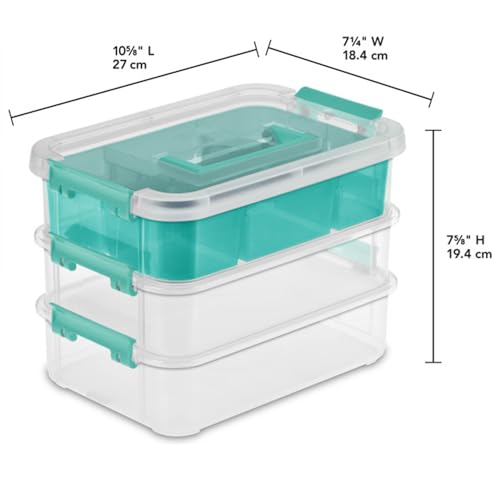 Sterilite Stack & Carry 3 Layer Handle Box, Small Latch Bins, Clear, 6 Pack - size: 6 Pack
