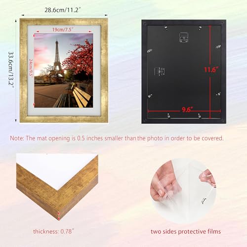 10x12 Photo Frame Gallery Picture frame with 8x10 mat,Freestanding and Wall Mountable,Gold - color: Gold, size: 10x12