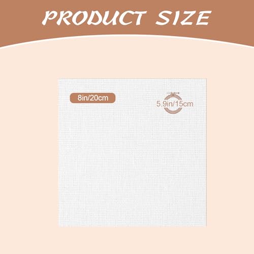 20 PCS Linen Embroidery Fabric, 8 × 8 Inch Bright White Fabric - color: Bright White, size: 8×8 Inch