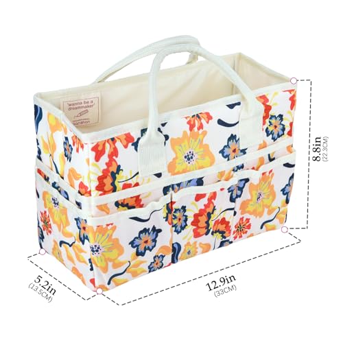 Craft Organizer Tote Bag with Multiple Pockets,Scrapbooking Art Storage - color: five-petaled flowers