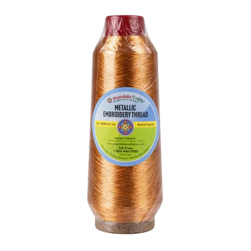 Mandala Crafts Metallic Bronze Embroidery Floss for Sewing, 3281 Yard Spool - color: Bronze, size: 3000M 3281 Yard