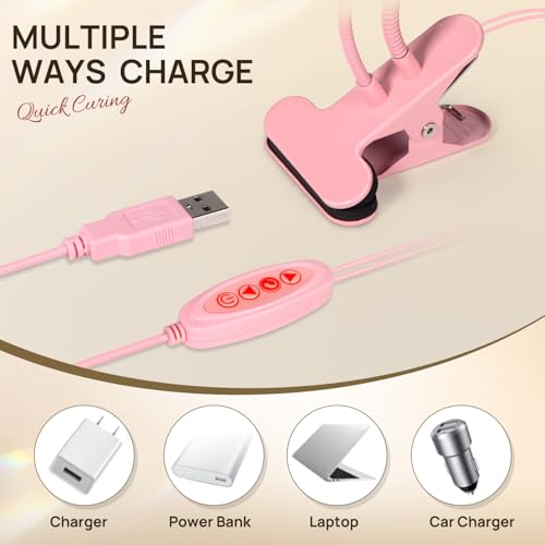 AORAEM UV LED Nail Lamp, Double-Headed Flash Cure Light, Pink - color: Gooseneck-Pink