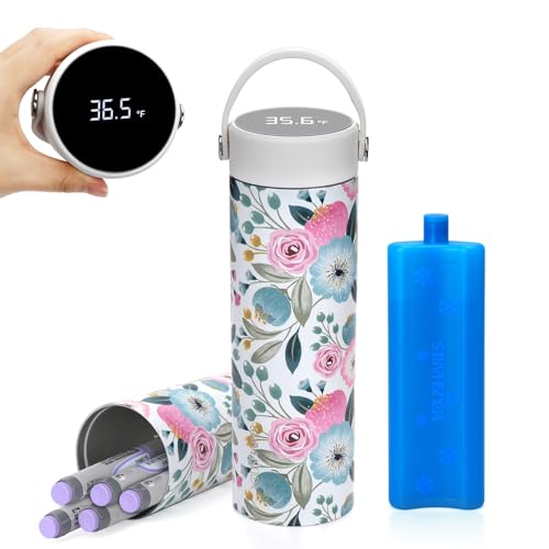 48H Insulin Cooler Travel Case TSA Approved with ℃/℉ Temperature Display - color: 01_watercolor Flowers