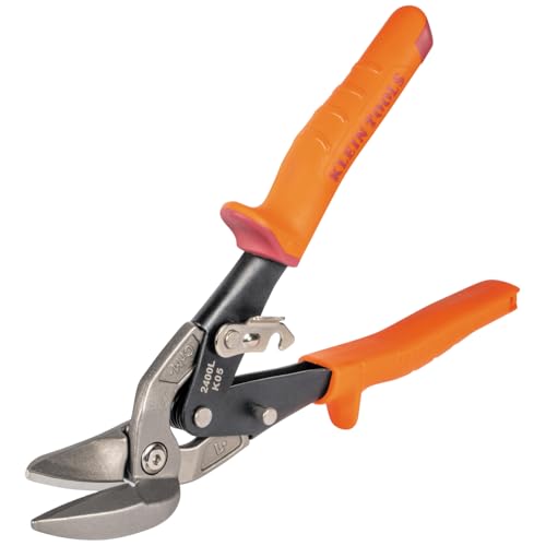 Klein Tools 2400L Left-Cutting Offset Snips, Aviation Tin Snips with Forged Blade for Precision Sheet Metal Cutting - style: Left-Cutting
