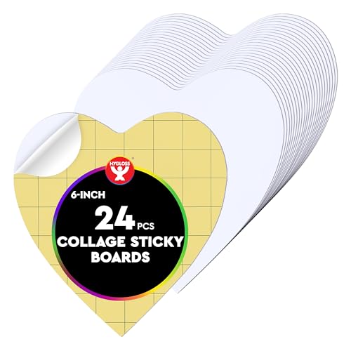 Hygloss Sticky Heart Craft Boards - 24 Pack 6-Inch Self Stick Collage Boards for Kids - Peel & Stick Mounting Boards for Art Projects, School Crafts, Classrooms, and DIY Displays - size: 24-Pcs, style: Heart 6"