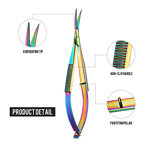 Hicarer 1 Pcs 4.7" Curved Eyebrow Embroidery Sewing Scissors, Multicolor - color: Multicolor