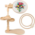 embhand Embroidery Hoop Stand Adjustable - Rotated Embroidery Frame Stand with 6'' 8'' Embroidery Hoops and 3pcs Bowls for Needlework Supplies, Embroidery Hoop Holder, Embroidery Stands for Hand Work
