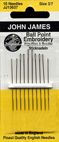 Colonial Needle John James Embroidery/Crewel Ball Point Assorted Needles, Size 3/7