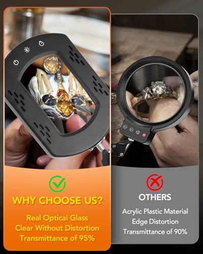 10X 30X Magnifying Glass with Light, Magnifying Lamp with Real Glass Square Lens, Stepless Dimming & 5 Color Modes, Magnifying Glass for Close Work, Crafts, Sewing, Repair & Reading - color: Clamp