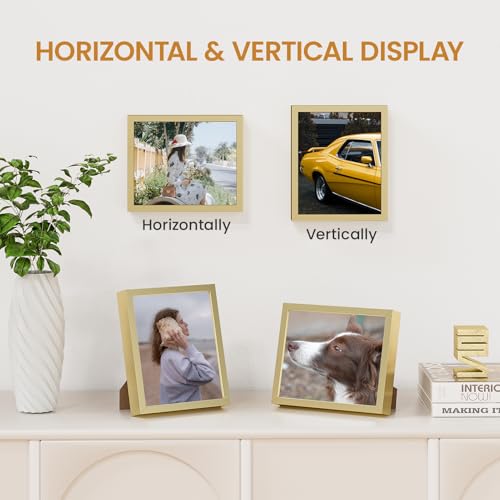 5x6 Aluminum Metal Picture Frame,Tempered Glass Gold Photo Frame 5x6 for Family Photo,Posters,Art,Document to Wall Mount Horizontally or Vertically - size: 5x6