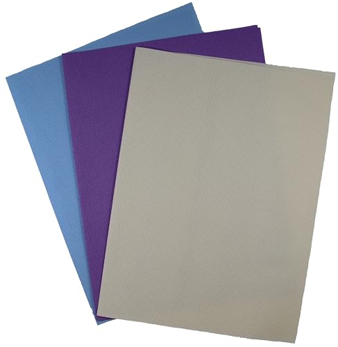 KCS 3 pc of 12" x 18"(30cmx45cm) 18CT Counted Cotton Aida Cloth Cross Stitch Fabric (Cream+Light Blue+Lavender) - color: Cream+light Blue+lavender