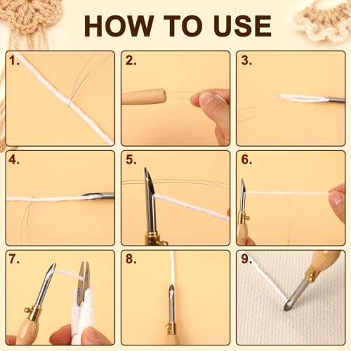 AUGSUN 39Pcs Punch Needle Kit for Craft Beginner Punch Embroidery Kit