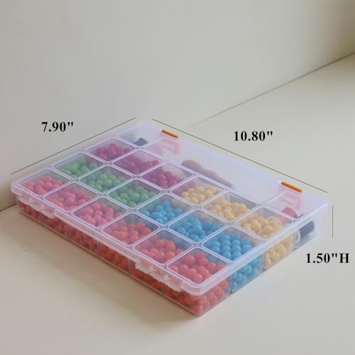 4 Pack Fixed 21 Grids Clear Plastic Storage Box, Transparent Organizer Container Case for Small Parts, Bead, Button, Jewelry, Diamond, Craft Supplies,Sewing Kit, DIY Accessories - size: M
