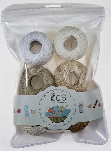 KCS Mercerized Pearl Cotton Thread Size 8 Crochet Needlework Embroidery Threads Ball (6, 01) - color: 01
