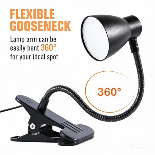 2 Pack Clip Desk Lamp, Ultra-Flexible Gooseneck Clip Reading Lights, 3000K-6500K Adjustable Color Temperature & Brightness, 6W Eye-Care LED for Office, Study, Bedside(USB Adapter Included) - size: 2 Packs Clip Lamp